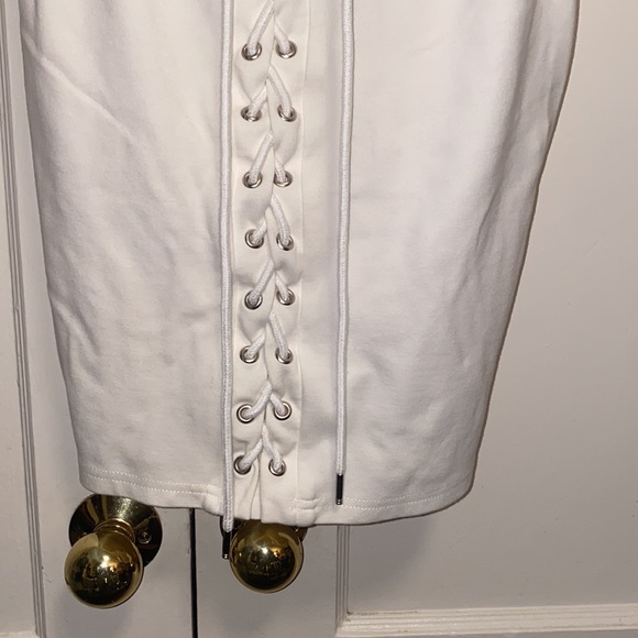 GS Love White Large Over Shoulder Front Draw String Dress - Picture 6 of 8